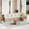 vidaXL 7 Piece Patio Sofa Set with Cushions Beige Poly Rattan - Beige and Cream With Table - 2 of 4