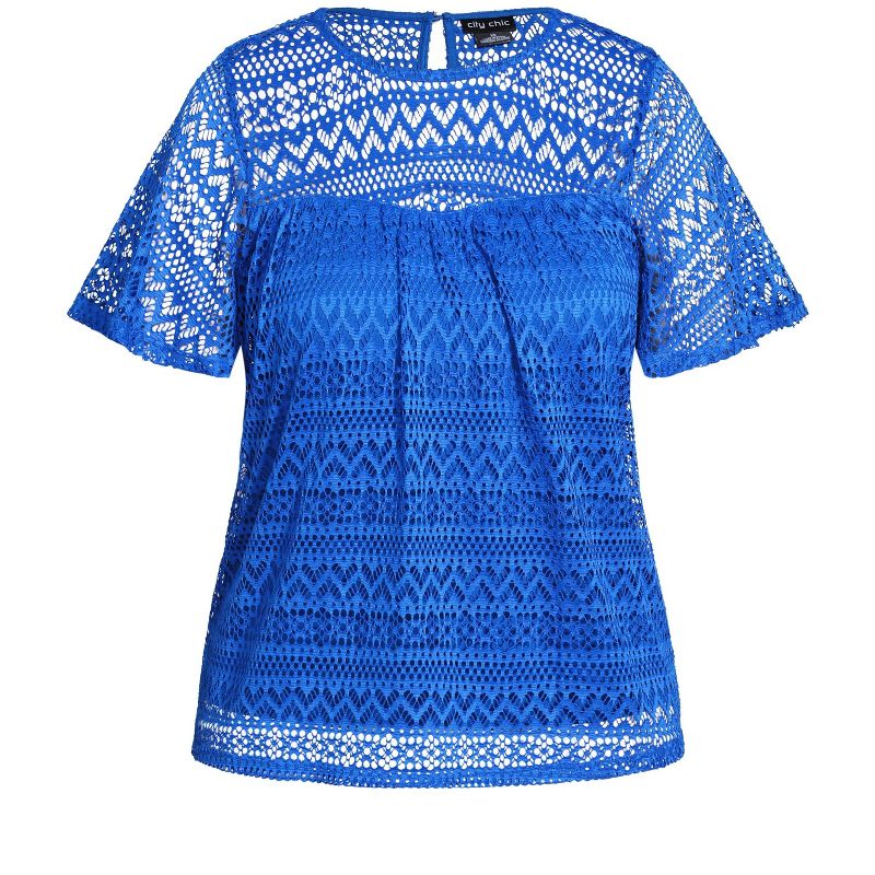 Women's Plus Size Serenity Short Sleeve Top - blue | CITY CHIC, 4 of 6
