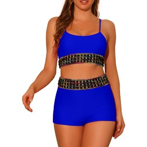 Elerevyo Women's Contrast Color High Waisted Scoop Neck Swimsuit Bathing Suit 2 Pcs - 1 of 4