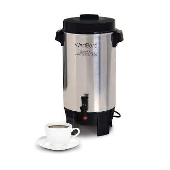 West Bend Large Capacity 30-Cup Coffee Maker with Temp Control, in Stainless Steel