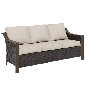 UPTION Premium Outdoor Patio Rattan Three-person Sofa - 1 of 4