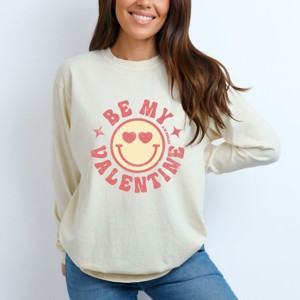 Simply Sage Market S.W.Smiley Valentine Yellow Smiley Face Garment Dyed Long Sleeve - 1 of 4