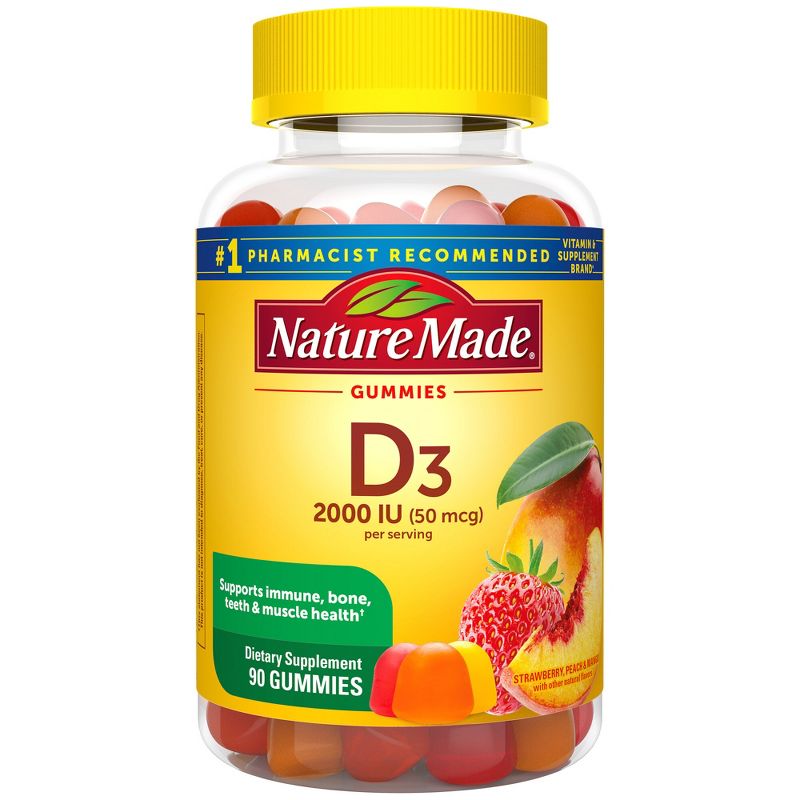 Nature Made Vitamin D3 2000 IU (50 mcg), for Bone Health and Immune Support Vitamin Gummies, 1 of 12