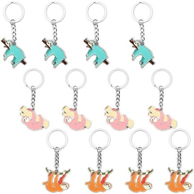 Bright Creations 12 Pack Sloth Party Favor Mini Keychains for Kids Birthday Gift & Backpack Accessories, 2x3"