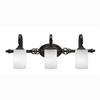 Toltec Lighting Elegante 3 - Light Vanity in  Dark Granite with 4" White Muslin Shade