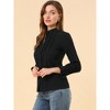 INSPIRE CHIC Women's Mock Neck Ruffle Work Office Cotton Pleated Button Up Shirt - 4 of 4