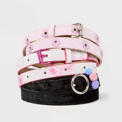 Girls' 3pk Belt - Cat & Jack™ Black/Pink