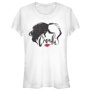 Juniors Womens Cruella Red Lips Logo T-Shirt - 1 of 4