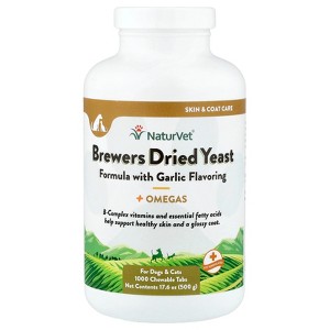 NaturVet Brewers Dried Yeast + Omegas, For Dogs and Cats, 1,000 Chewable Tabs, 17.6 oz (500 g) - 1 of 4