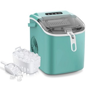ZAFRO Ice Makers Countertop, Portable Ice Machine Maker with Handle, Self-Cleaning, 26Lbs/24H, 9 Cubes Ready in 6 Mins, (Green) - 1 of 4
