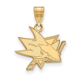 Black Bow Jewelry 14k Yellow Gold Plated Sterling Silver San Jose Sharks NHL Medium Pendant - 1 of 3