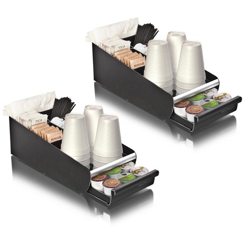 Mind Reader 6 Compartment Coffee Condiment and Cup Organizer - Black