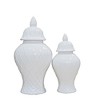 Gulches Elegant White Ceramic Ginger Jar with Decorative Design - 3 of 3