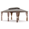 Cesicia 6-Piece 12 x 20 Outdoor Patio Gazebo Canopy Tent With Ventilated Double Roof And Mosquito net, Suitable for Lawn, Garden, Backyard,Brown Top - 2 of 4