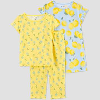 Carter's Just One You® Toddler Girls' Lemon & Floral Printed Pajama Set - Light Blue/Yellow