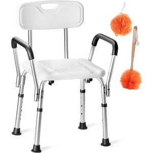 Shower Chair with Handles Set of 3 - Includes Back Scrubber & Additional Sponge – Anti Slip with 6 Adjustable Heights Portable MedicalKingUsa - 1 of 4