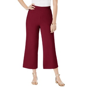 Jessica London Women's Plus Size Everyday Stretch Knit Wide Leg Crop Pant - 1 of 4
