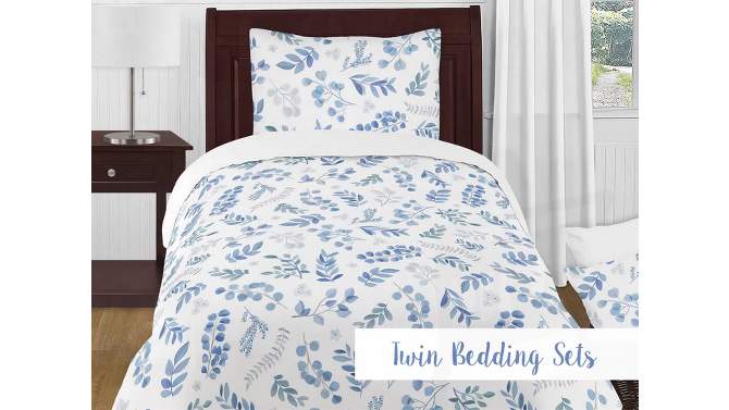 Sweet Jojo Designs Boy or Girl Gender Neutral Unisex Baby Fitted Mini Crib Sheet Botanical Leaf Blue and White, 2 of 6, play video