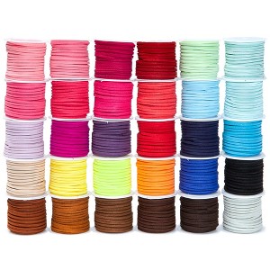 Bright Creations 30 Spools of Faux Leather Laces for Crafts, 2.5mm Vegan Suede Cord for Beading, DIY Crafts, 165 Yards (30 Colors) - 1 of 4