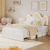Twin/Full Boucle Bed Frame w/Flower Headboard Upholstered Princess Bed Frame for Kids/ Platform Bed Frame w/ Drawers&Lights - 3 of 4