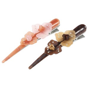 Unique Bargains Women's Metal Long Duckbill Hair Clips Pink Deep Coffee 5.31" 2 Pcs - 1 of 4