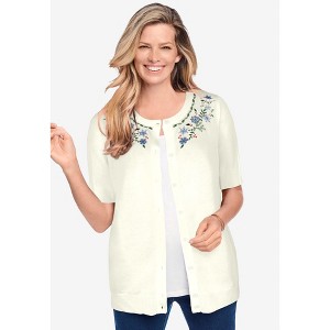 Woman Within Perfect Elbow-Length Sleeve Cardigan - 1 of 4