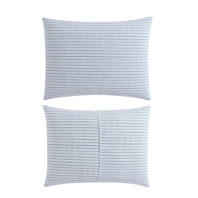 Twin Navy Cotton Percale Sham Set with Button Closure