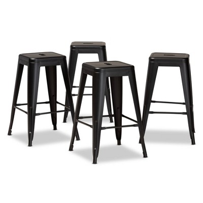 4pc Horton Metal Stackable Counter Stool Set - Baxton Studio