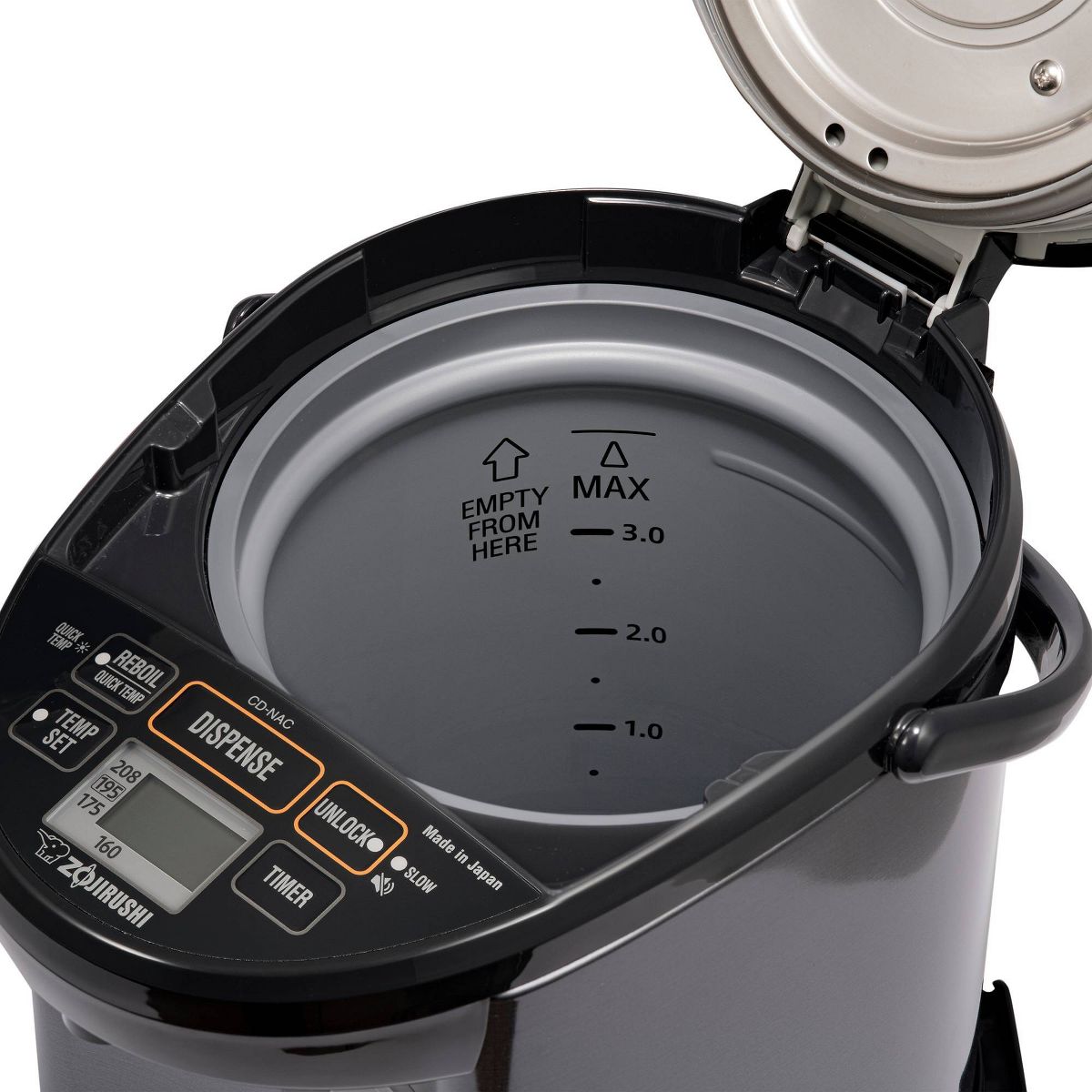 Zojirushi CD-NAC40BM Micom Water Boiler & Warmer - Metallic Black: 135 oz Electric Tea Kettle, BPA-Free, 800W - thumbnail 8
