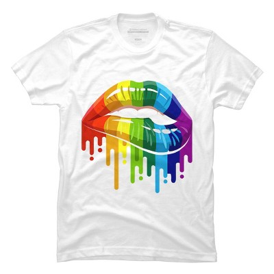 Adult Design By Humans Rainbow Pride Lip Melt By COVI T-Shirt