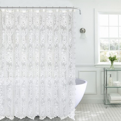 Extra Long Shower Curtains Shabby Chic Ruffled White Shower