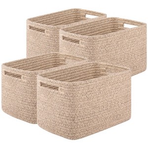 Itopfox Storage Baskets for Organizing, Woven Decorative Baskets for Shelves - Books, Towels, and Clothes, Cotton Rope Toy Storage Bins, Pack of 4 - 1 of 4