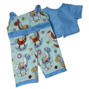 Doll Clothes Superstore Rocking Horse Print Overalls Fit 15-16 Inch Baby Dolls - 1 of 4