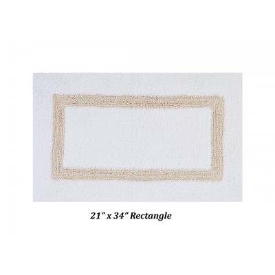 White and Sand Cotton Reversible Bath Rug Set
