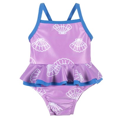 Gerber Infant & Toddler Girls' One-Piece Swimsuit UPF 50+ -Seashells - 18M