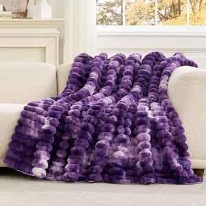 Cozy Bliss Faux Fur Plush Decorative Blanket, Cozy Warm Striped Throw Blanket - 1 of 4