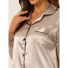 cheibear Women's Satin Button Down Lounge Tops and Pants Sleepwear Pajama Set - image 4 of 4