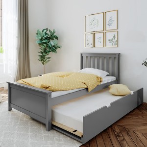 Max & Lily Twin Bed Frame with Trundle, Classic Solid Wood Platform Bed with Storage - 1 of 4