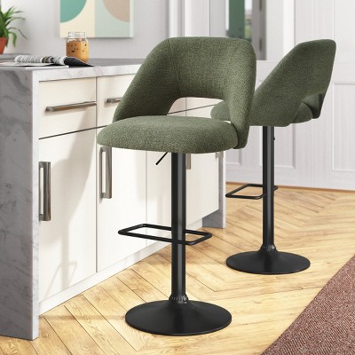 24"-32" Edwin Upholstered Fabric 360° Swivel Adjustable Barstools (Set of 2) -Maison Boucle