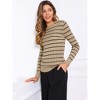 Allegra K Women Striped Round Neck Hollow Long Sleeve Regular Fit Casual Fall Winter Trendy Sweater - 4 of 4