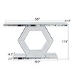 55" Mirrored Console Table with Geometric Hexagon Base,Rectangular Crystal Accent Entryway Sofa Table for Modern Living Room-Coolbibila - 4 of 4