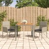 vidaXL Patio Dining Set - Modern 3 Piece Outdoor Furniture with Cushions, Gray Poly Rattan Construction - 2 of 4