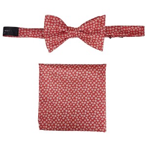 Men's Floral 2.75" x 4.75" Adjustable 16" - 20" Freestyle Self Tie with Hankie Set - 1 of 4