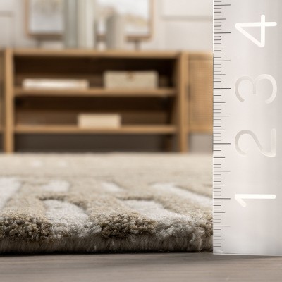 Ivory Geometric Hand-Tufted Wool 4' x 6' Area Rug
