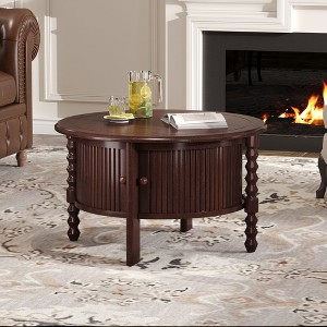 CAVINAS Antique Style 2-Tier Wooden Coffee Table with Storage,French Country Cocktail Table End Table Center Table for Living Room - 1 of 4