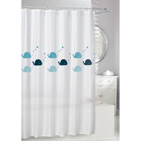 Lottie Whale in Wavy Ocean Shower Curtain + Hooks Zoomie Kids Size: 69 W x 75 L