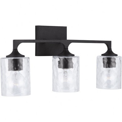 Black Iron 3-Light Dimmable Vanity with Clear Water Glass