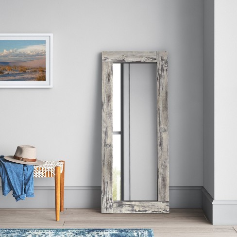Gilana 58×24 Rustic Wood Framed Floor Mirror, Farmehouse Decorative Wall  Mirror, Vertical and Horizontal Wall Mounted Mirror, White- The Pop Home