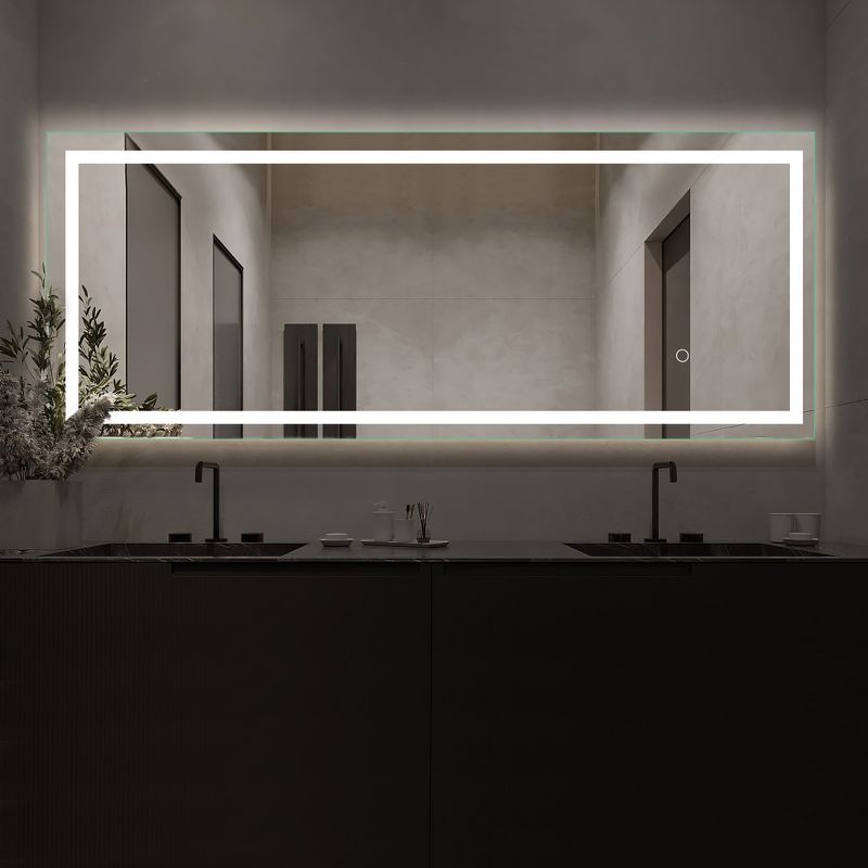 Neutypechic LED Rectangular Full Length Mirror Standing Mirror - 63"x16",Silver, 3 of 9
