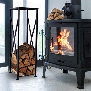 Decorative Firewood Storage Log Rack Holder for Outdoor Indoor Fireplace Fireplace Storage Log Rack Holder Wood Storage Logs Holder Fireside Holders - 1 of 4